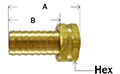 Brass NPSM Female Long Shank Diagram